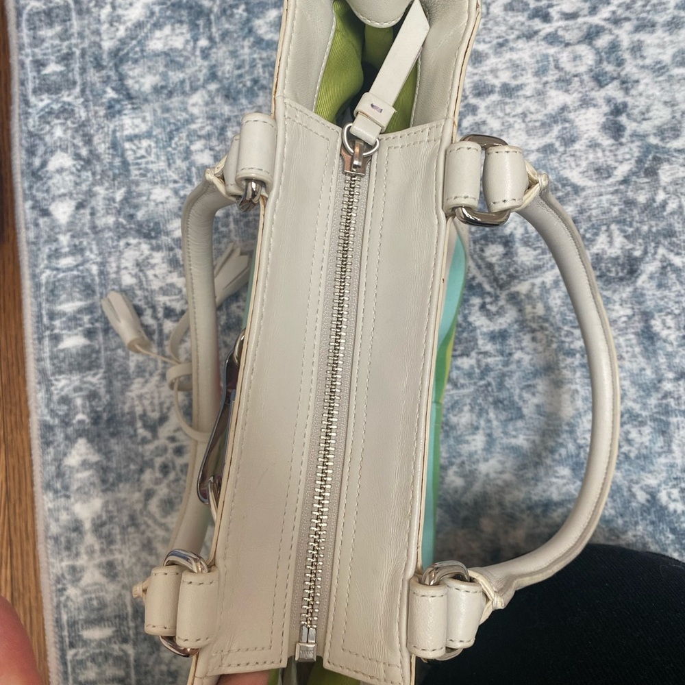 Coach RARE Vintage Hampton Multicolor Striped Bag w White Leather Details - Picture 15 of 15